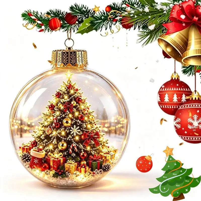 Glowing Christmas Story Ornament - Glowing Christmas Diorama Ornament, Light-Up Mini Scene With Warm LED Light, Light-Up Mini