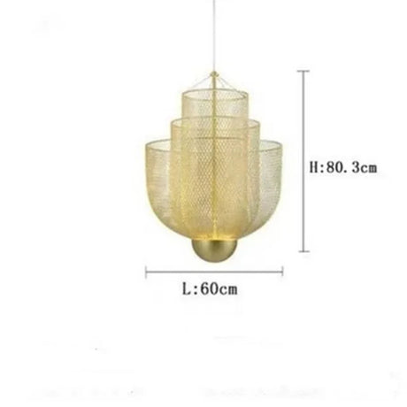 Nordic Dimmable Metal Grid LED Chandelier Lighting lustre Designer Iron Geometric Hollow LOFT Pendant Mesh matics Hanging Lamps