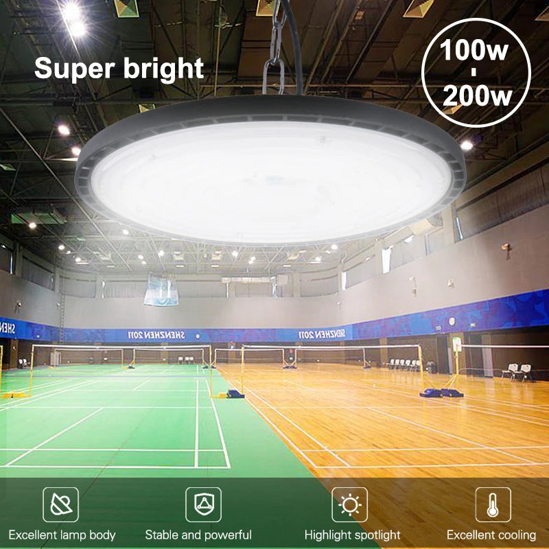 High Bay Light 100W 150W 200W UFO LED 220V 6000K Waterproof IP65 Warehouse Garage Light Super Bright Industrial Lighting