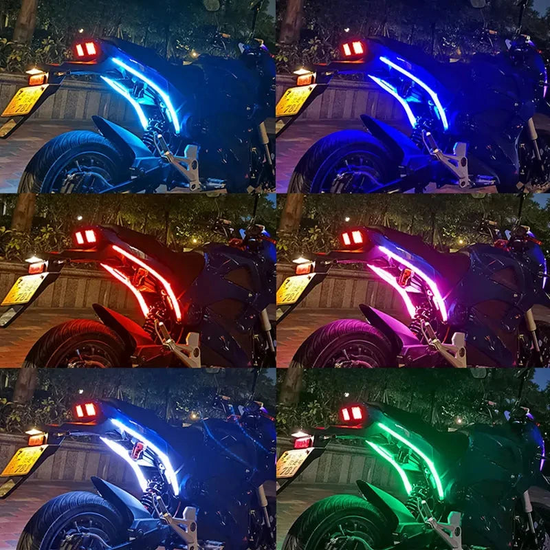 2pcs Motorcycle LED Turn Signal Lights - Waterproof DRL Flowing Strip