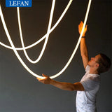 Modern Nordic LED Large Line Pendant Lamp Long Chandelier Living Room Stair Case Lobby Villa Project Minimalist Hanging Light