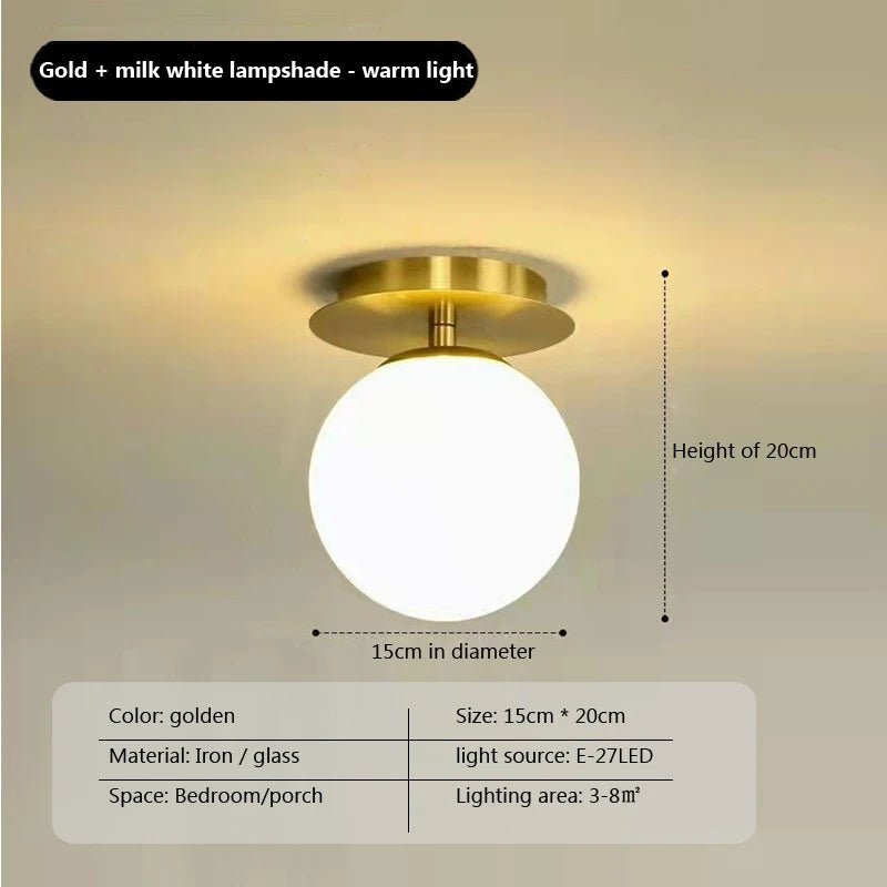 Modern E27 LED Glass Ceiling Lamps Cheap For Restaurant Aisle Corridor Balcony Decoration Luxury Led Ceiling Light