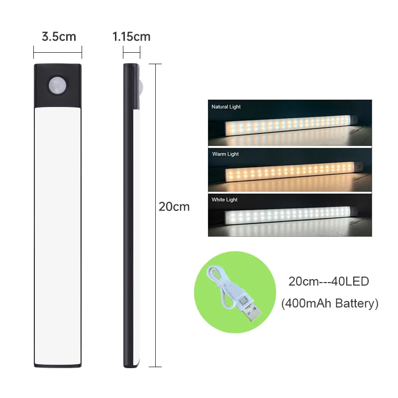 Night Light Led Light Under Cabinet Light Motion Sensor Closet Light Cabinet USB Rechargeable Kitchen Lighting Lamp