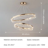 Modern Luxury Style Led Chandelier For Living Room Bedroom Dining Room Pale Gold Luster Lamp Round Ring Design Pendant