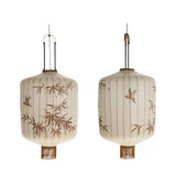 Chinese Style Japanese Fabric Lantern Pendent Lamp Hotel Restaurant Tatami Hand-painted Bamboo Leaf Pattern Room Decor Lights