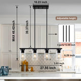 4-Light Kitchen Pendant Lighting Over Island Black Kitchen Island Lighting Height Adjustable Chandeliers for Dining Room