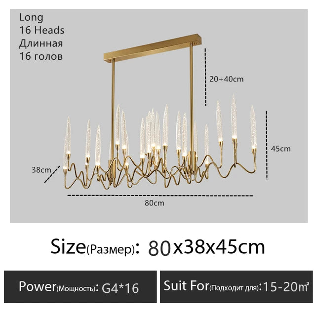 Luxury Crystal Pendant Chandelier Nordic Tree Branch Candle Shaped Indoor Lighting Living Room Bedroom Led Decoration Light