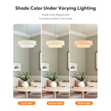 Modern Chandeliers 18" Drum Chandeliers with 2-Layer Fabric Shade 4-Light Pendant Light Fixture with E26 Base Light Fixture for