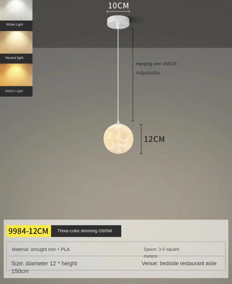 Modern LED Lunar Ceiling Chandelier Planet Shaped Moon Living Dining Room Pendent Lamp Home Decors Hanging Light Luster Fixtures