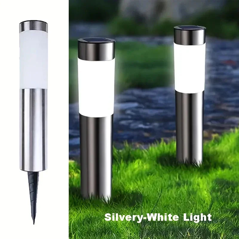 Modern Stainless Steel Solar Pathway Lights Waterproof Outdoor LED Lights Landscape Decorative Lawn Lamps for Garden Walkway