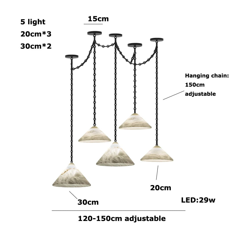 Marble Umbrella Diy Iron Chain Led 2025 Chandelier Alabaster Lustre Suspension Luminaire Lampen For Corridor Entry Way
