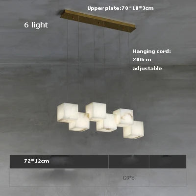 Rubik's Cube Marble Home Decoration Gold LED Chandelier Lighting Hanging Lamps 2026 New Trend Lustre Para Sala Estar For Foyer
