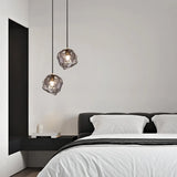 Floating Lava Shape Glass Pendant | Ice Texture Bedside Light with 3-Color Mode