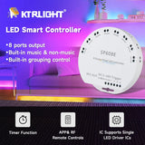 SP608E 8-Channel Music LED Controller (DC5V–24V) - Built-in Mic & Bluetooth App Remote for WS2811, WS2812B & WS2815