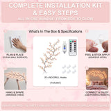 Cherry Willow Vine Lights for Kawaii Room Decor, 72LEDS Pink Cherry Blossom Tree Branch Lights for Wall, Remote Timer, 8 Modes, Bedroom Doors Wedding Christmas Decor, USB