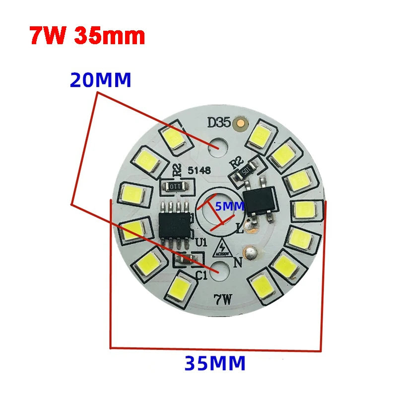 AC 220V Driver-free 2835 SMD Led Chip 3W - 18W 28mm - 120mm Lamp Light Board Bulb Round Light Source