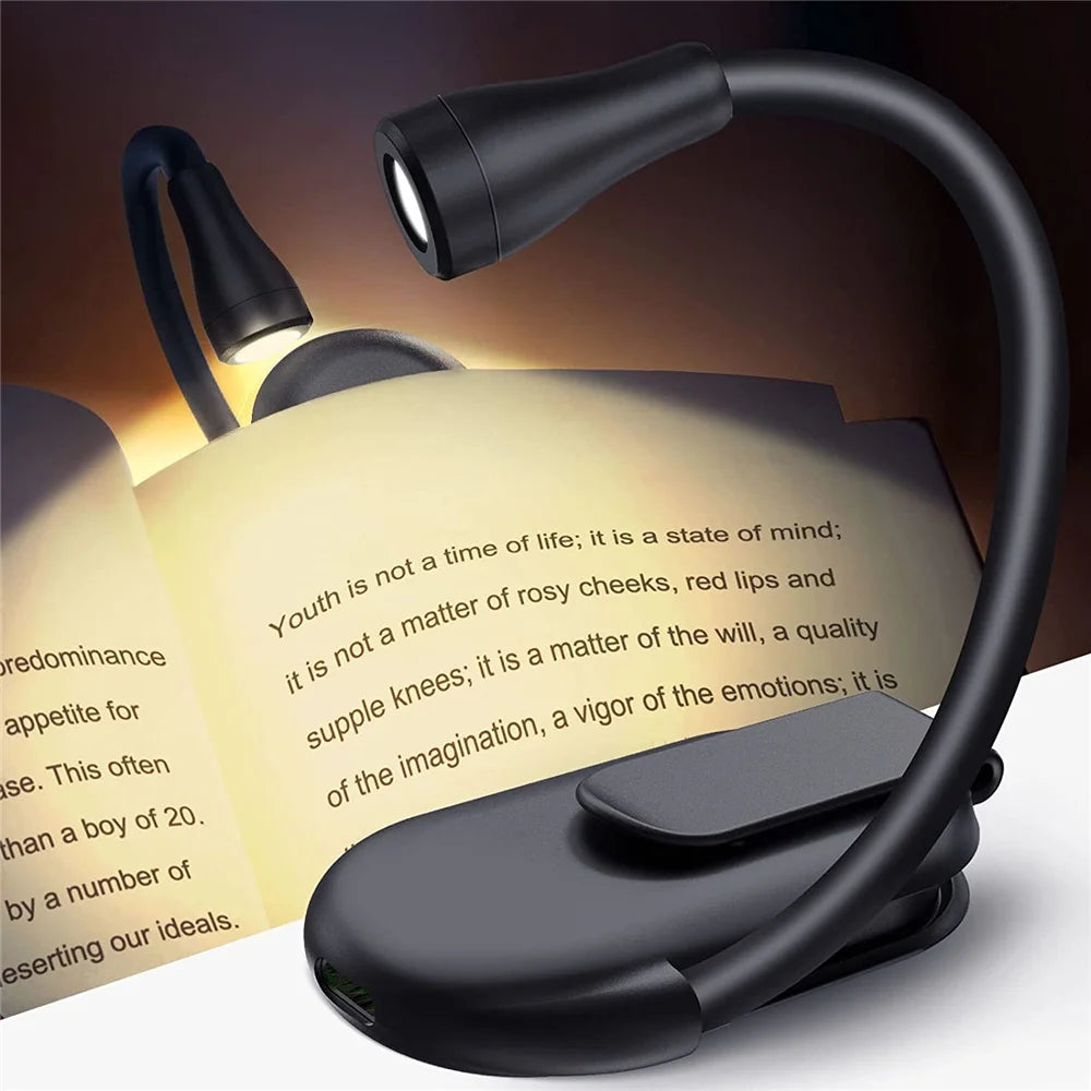 Book Light Reading Lights for Books in Bed Led Book Night Lamp Rechargeable 3 Color Stepless Brightness Clip on Reading Lamp