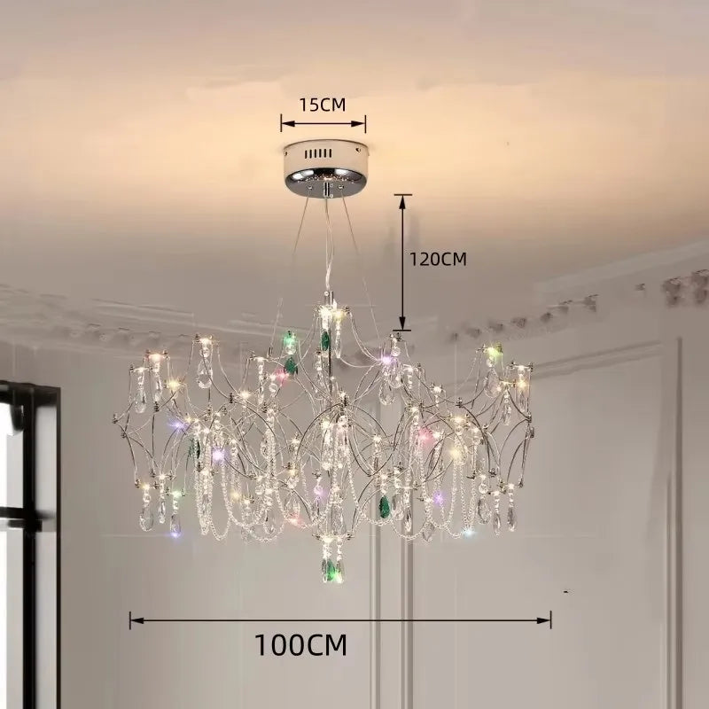 French Luxury Green Crystal Led Chandeliers Romantic Art Dining Room Decor  Pendant Light Lighting Bedroom Hanging Lamp Fixtures