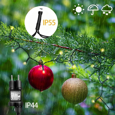 Outdoor Led Christmas Tree Decorations Garland Lights Twinkle String Light 8 Modes Waterproof Christmas Star Topper Fairy Lights