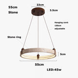 Wabi Sabi Japanese Yellow Travertine Pendant Light, Natural Cave Stone Solid Wood Chandeliers for Livingroom Kitchen Island Deco
