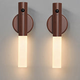 LED motion sensing light wall lamp 2-piece set rechargeable lighting corridor staircase magnetic 360 ° rotation black walnut 2