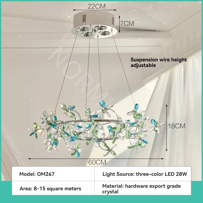 French Luxury Crystal Chandelier Romantic Princess Room Bedroom Master Light High-end Dining Room Crystal Wreath Light Fixture