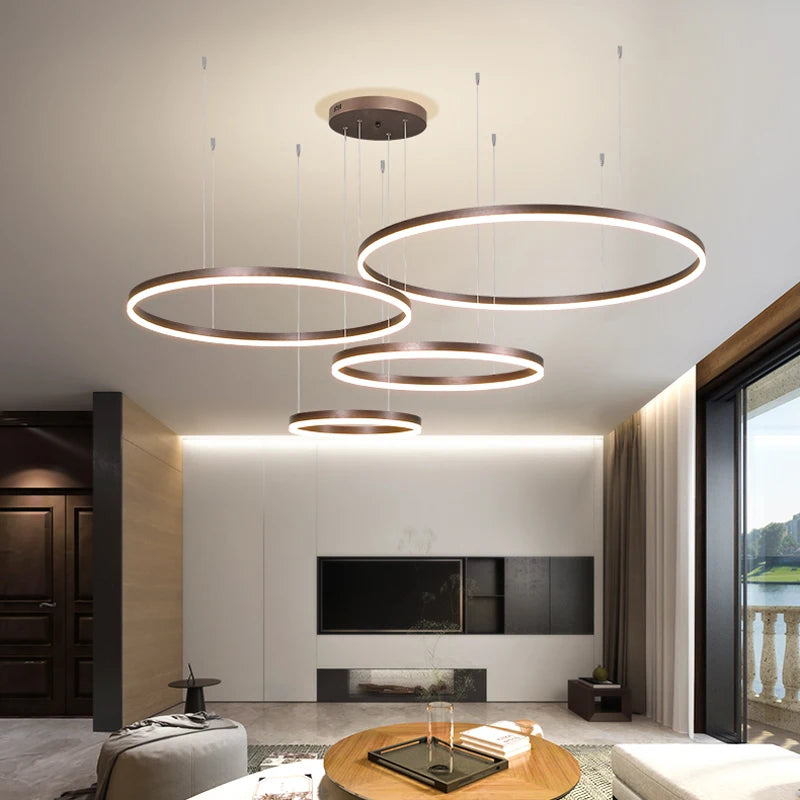 Modern living room LED circular ceiling pendant light indoor lighting study bedroom light circular hanging light home decoration