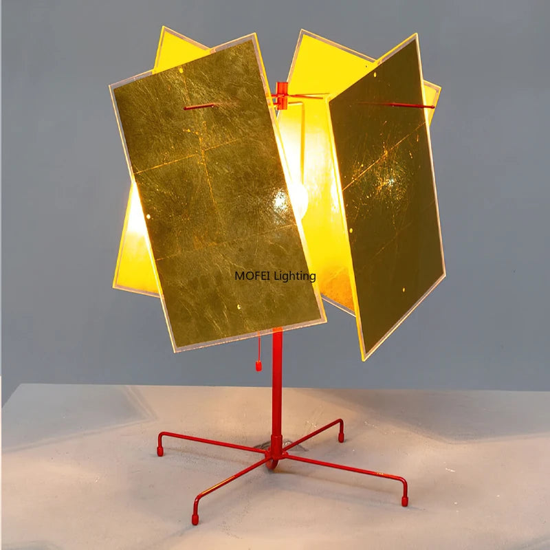 24k Gold Leaf Table Lamp Handmade Acrylic Bedside Lamp Living Room Bedroom Nightstand Hotel Luxury Home Decor Lighting Gift