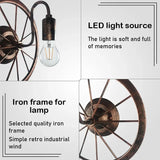 Retro Wheel Wall Light - Vintage Industrial Accent Sconce Lamp for Restaurant, Bar & Cafe