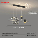 Minimalist Long Strip Pendant Lights Modern Dining Room LED Ceiling Chandelier Remote Control Bar Table Lustre Home Hanging Lamp