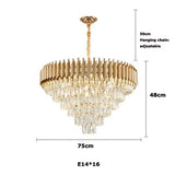 Modern round square layered crystal chandelier black gold luxury Led ceiling lamp living room main lamp villa foyer lighting