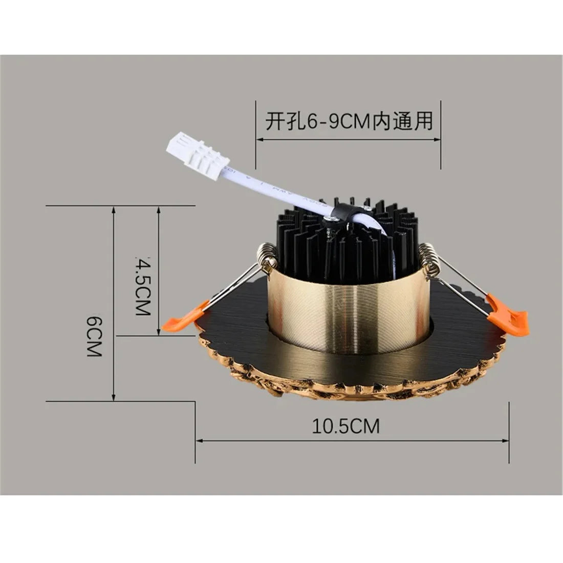 American Retro Industrial Resin Bronze LED Recessed Downlight (3W-10W, 6cm Cutout) - 110V/220V Eyeball Spotlight Fixture for Living Room & Accent Decor