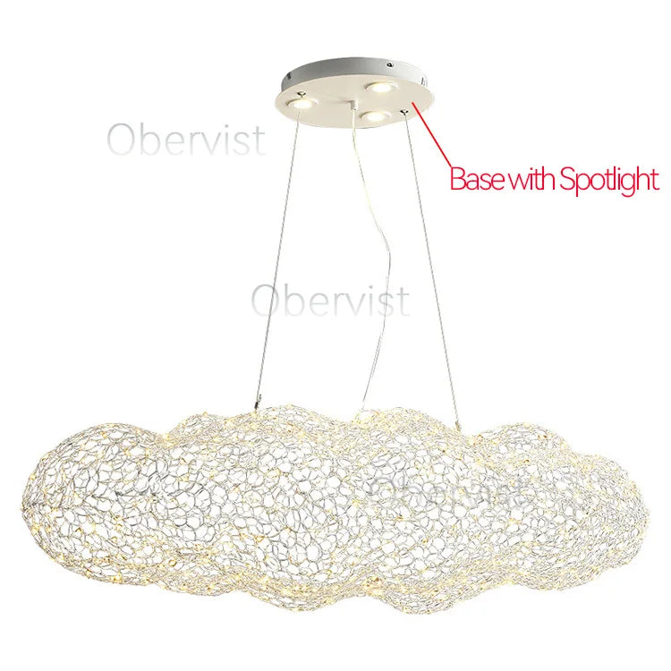 Nordic Art Floating Cloud Chandelier for Hotel Hall Restaurant Office Bar Pendant Lamp Suspended LED Luminaire with Spotlight