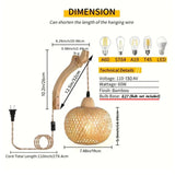 Bamboo Lantern Wall Lamp Natural Rattan Wicker E27 Chandeliers Hand-Woven Bamboo Room Decors Lampshades Wall Light Fixtures