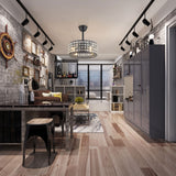 Remote Control Ceiling Fan Light with 4-Lamps 18 Inch Round Enclosed Chandelier Fan with Crystal Lamp Shade Built in 7 ABS Blade