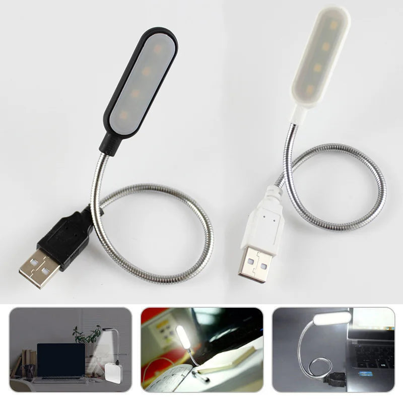 Mini 4 LED Book Lamp Portable USB Reading Night Lamp White/Warm Color Table Desk Lamp For Laptop Power Bank Notebook PC Computer