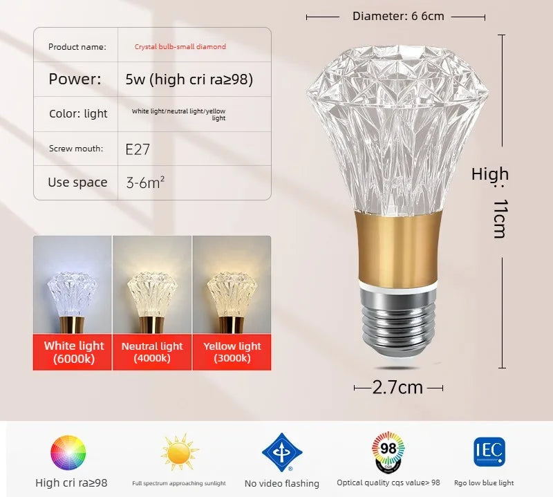 Plug-in Diamond-Cut LED Pendant Light - Modern Acrylic Hanging Lamp for Living Room
