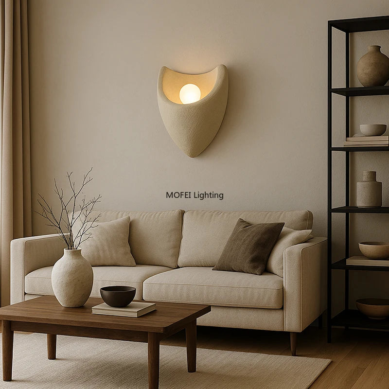 2026 Latest Nordic Lamps Middle-aged Style Wabi Sabi Style Coffee Shop Creamy Wall Lamp Resin Bedside Reading Light Home Decor