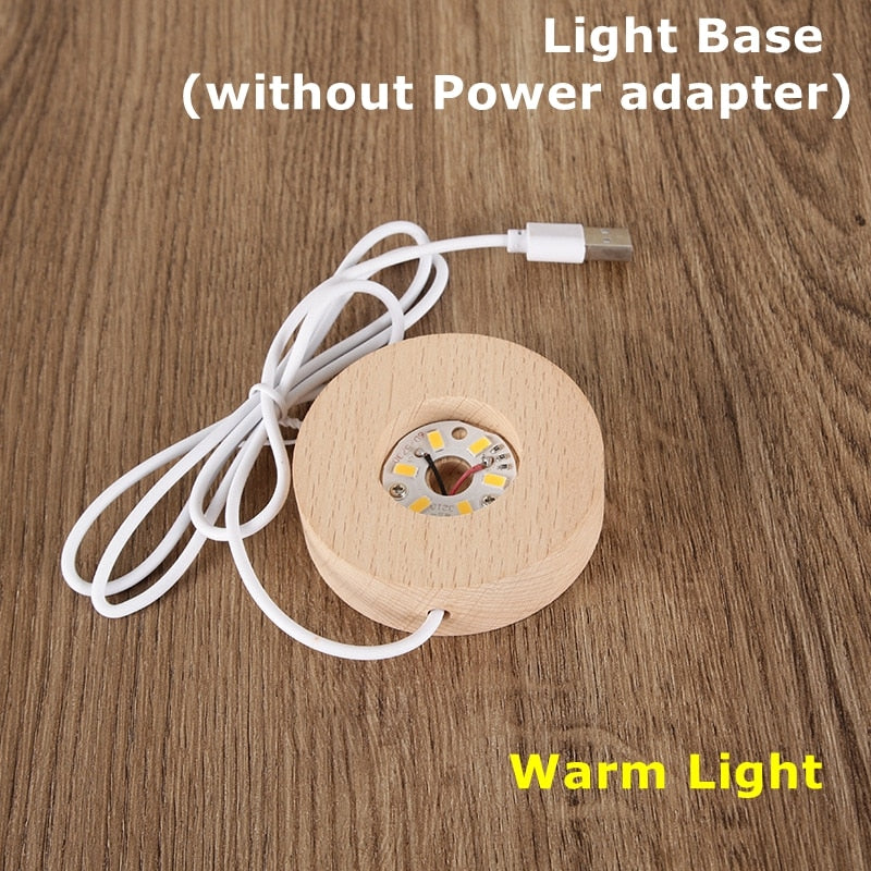 Rechargeable Remote Control Wooden LED Light Rotating Display Stand Lamp Holder Lamp Base Art Ornament New