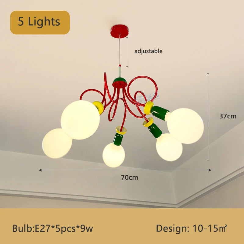 Memphis Design Classic Chandelier Lamps Red Green Colorful Hanging Light for Bedroom Livinng Room Restaurant Hotel Lighting