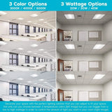 LED Light Flat Panel, 20/30/40W,  120-277V, (12 Pack), Dimmable Recessed Drop Ceiling Lights