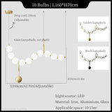 European Luxury Necklace Glass Ball Pendant Light - Modern White Pearl Bean Chandelier Fixture for Restaurant, Hotel Hall & Dining Room
