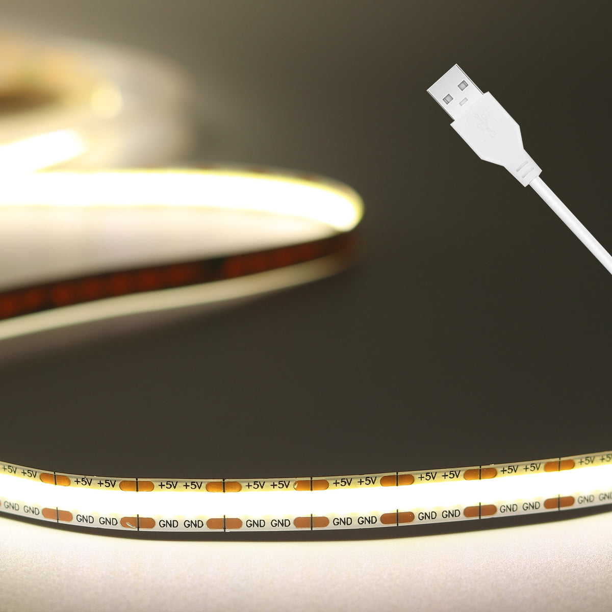 DC 5V COB LED Strip Light USB with Mini Controller Dimmable Soft Flexible Tape High Density 320LEDs Linear LED Lights