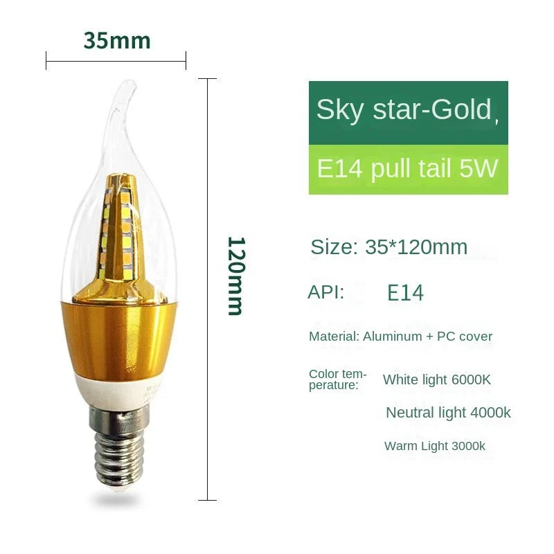 10-Pack E14 Vintage LED Filament Candle Bulbs (5W, 7W, 9W, 12W) - AC 85-265V C35 Edison Retro Light (Warm / Cold White)