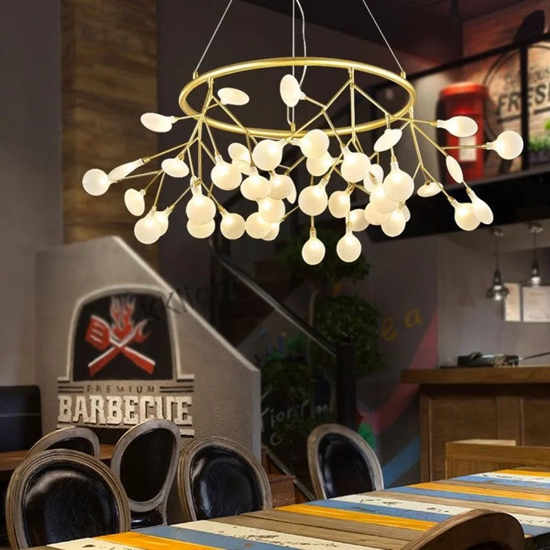 New Nordic Modern Firefly Chandelier Light Living Room Led Lamp Round Pendant Lamp Decor Ceiling Chandelies Hanging Lighting