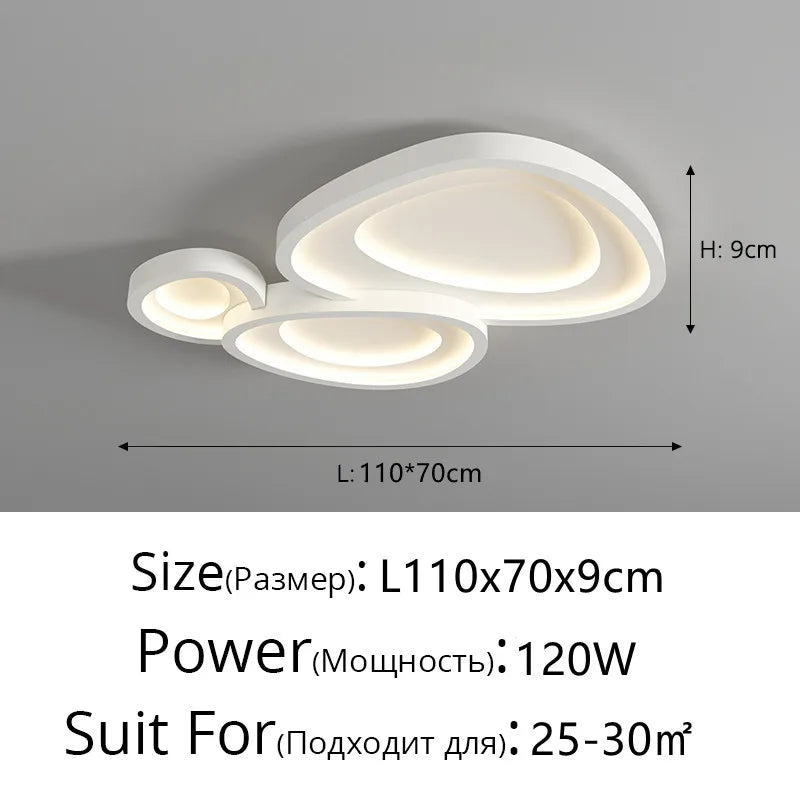2025 New Modern Simple LED Chandelier For Living Room Bedroom Dining Room Kitchen Ceiling Lamp White Remote Control Lustre Light