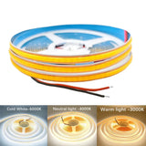 DC 12V/24V High-Density 8mm COB LED Strip Light (400/528 LEDs/m, Cuttable) - Flexible Seamless Tape Light for Indoor Home Decor (0.5m–10m)