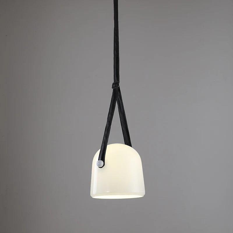 Modern Glass LED Pendant Light Art Leather Designer Bedside Hanging Lamp for Living Room Indoor Decorative Lighting