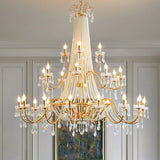 French Candle E14 Led Chandelier Villa Stairs Pearl Crystal Led Pendant Lights Hotel Art Decor Suspend Light Led Luminarias