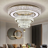 Led Stainless Steel Crystal Ceiling Light 2026 Luxury Home Decoration Round Minimalist Lampara Techo for Bedroom Living Room